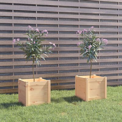 vidaXL Jardiniere de grădină, 2 buc., 40x40x40 cm, lemn masiv pin