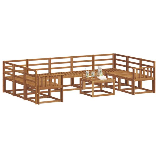 vidaXL Set de canapele de exterior 10 pcs natural Lemn Solid de Acacia