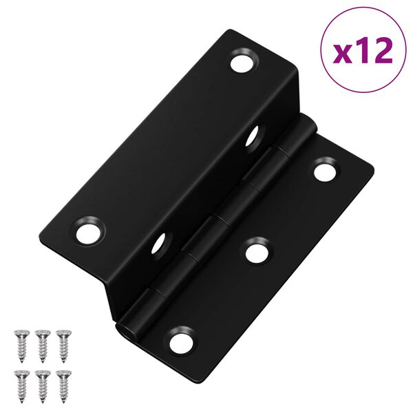 vidaXL Hinge 12 pcs Negru 38 x 17 x 60 mm Fier