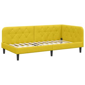 vidaXL Cadru de pat colțar cu headboard Galben 90 x 190 cm Catifea