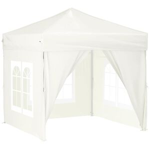 vidaXL Cort pliabil pentru petrecere, pereți laterali, crem, 2x2 m