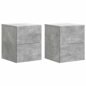 vidaXL Dulap de noapte suspendat 2 pcs Gri Beton 33 x 34,5 x 40 cm