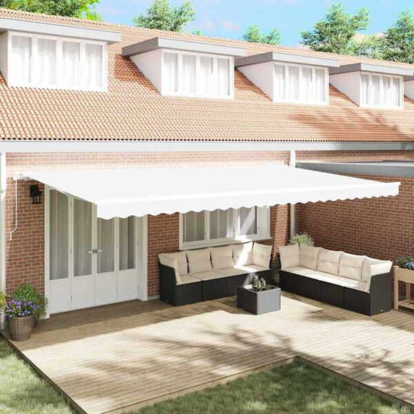 vidaXL Cortina Retractabilă Alb 600 &times; 350 cm Poliester și Aluminiu