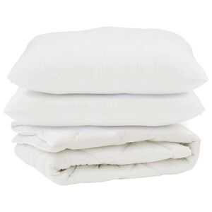 vidaXL Pilotă cu pernă 3 pcs Alb Microfibră