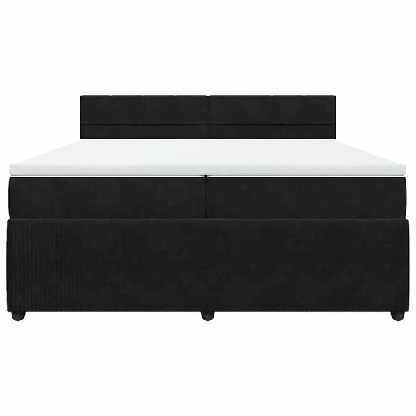 vidaXL Pat box spring cu saltea, negru, 200x200 cm, catifea