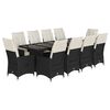 vidaXL Set bistro de grădină, 11 piese, cu perne, negru, poliratan