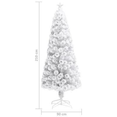 vidaXL Brad de Crăciun artificial pre-iluminat alb 210 cm fibră optică