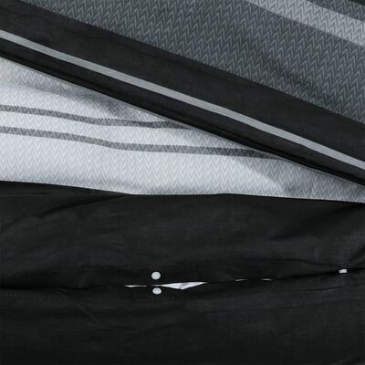 vidaXL Set cu husă de pilotă, negru și alb, 135x200 cm, bumbac