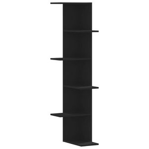 vidaXL Raft colțar perete negru 36,5x36,5x140 cm lemn prelucrat