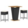 vidaXL Set mobilier bar de grădină cu perne, 3 piese, negru, poliratan