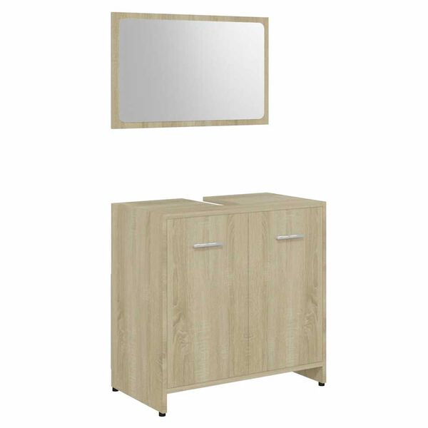 vidaXL Set de mobilier de baie, stejar sonoma, lemn prelucrat