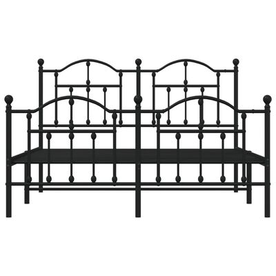 vidaXL Cadru pat metalic cu tăblie de cap/picioare, negru, 140x200 cm