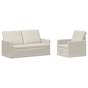 vidaXL Set de canapea 2 pcs Crem Catifea
