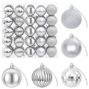 vidaXL Set de globuri de Crăciun 75 buc. Argintiu 6 cm Polistiren