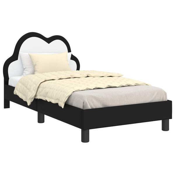 vidaXL Cadru de pat pentru copii cu spătar Negru 80 x 160 cm PU