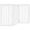 vidaXL Poartă pentru c&acirc;ini pliabilă, 3 panouri, alb, 150 cm, lemn plop