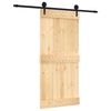 vidaXL Ușă glisantă Natural și Negru 95 x 210 cm Lemn de Pin Solid