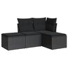 vidaXL Set mobilier de grădină cu perne, 4 piese, negru, poliratan