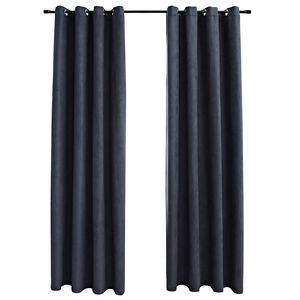 vidaXL Draperii opace cu inele metalice, 2 buc., antracit, 140x175 cm