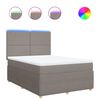 vidaXL Pat box spring cu saltea, gri taupe, 140x200 cm, textil