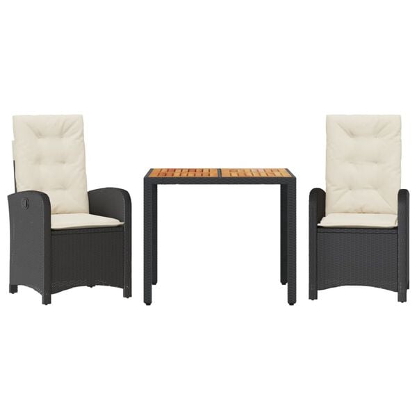 vidaXL Set mobilier de grădină cu perne, 5 piese, negru, poliratan