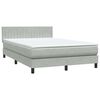 vidaXL Pat box spring cu saltea, gri deschis, 160x220 cm, catifea