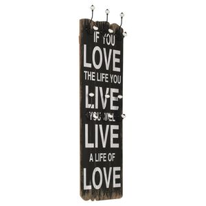 vidaXL Cuier de perete cu 6 c&acirc;rlige, 120 x 40 cm, LOVE LIFE
