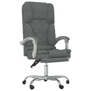 vidaXL Fotoliu de birou rabatabil cu masaj, gri &icirc;nchis, textil