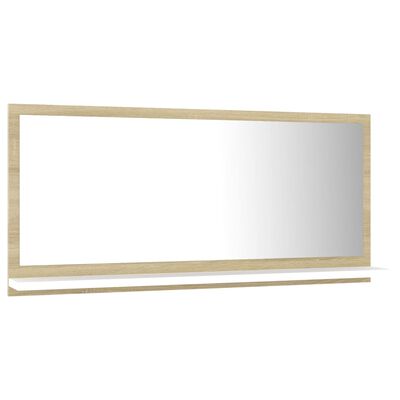 vidaXL Oglindă de baie, alb/stejar sonoma, 80 x 10,5 x 37 cm, PAL