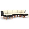 vidaXL Set mobilier de grădină cu perne, 6 piese, negru, poliratan