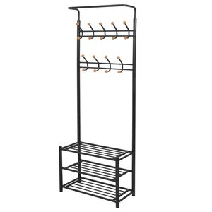 vidaXL Cuier cu rafturi pentru pantofi, 68 x 32 x 182,5 cm, negru