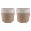 vidaXL Set de Ghivece pentru Plante 2 buc. Natural și Alb &Oslash; 21 x 21 cm