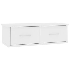 vidaXL Raft de perete cu sertar, alb, 60x26x18,5 cm, lemn prelucrat