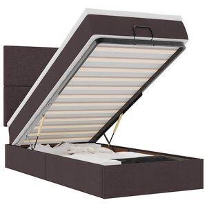 vidaXL Cadru de pat otoman cu saltele țesătură maro &icirc;nchis 80x200cm