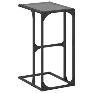 vidaXL Măsuță laterală blat din sticlă neagră 40x30x61,5 cm oțel