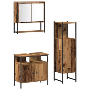 vidaXL Set de mobilier pentru baie cu raft 3 pcs Maro Lemn compozit