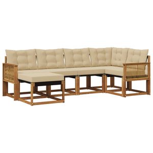vidaXL Set de canapele de exterior cu pernă 6 pcs Natural și Bej