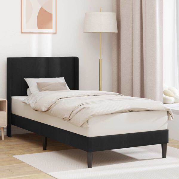vidaXL Cadru de pat cu headboard Negru 80 x 200 cm Catifea