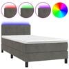 vidaXL Pat continental cu saltea și LED, gri &icirc;nchis, 80x200 cm catifea