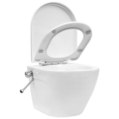 vidaXL Vas de toaletă suspendat cu rezervor încastrat, alb, ceramică