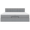 vidaXL Cadru de pat otoman cu saltea țesătură gri deschis 200x200 cm