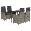 vidaXL Set mobilier de grădină cu perne, 5 piese, gri, poliratan