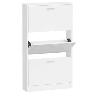 vidaXL Pantofar, alb extralucios, 59x17x108 cm, lemn compozit