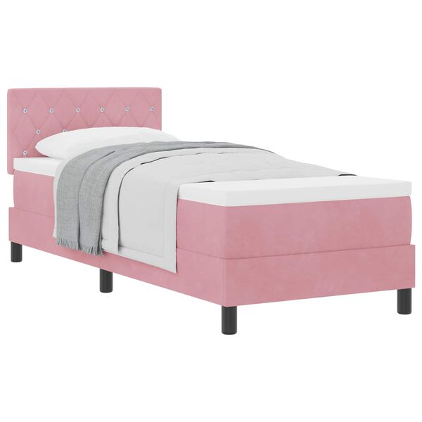 vidaXL Pat cu arcuri cu saltea cu headboard Roz 80 x 200 cm Catifea