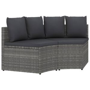 vidaXL Set canapele de grădină cu perne, 2 piese, gri, poliratan