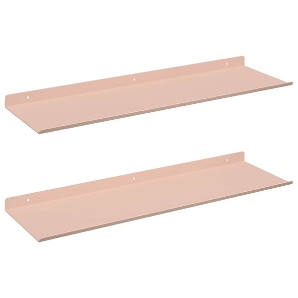 vidaXL Raft suspendat Pe perete 2 pcs Roz 60 x 18 x 2,5 cm Oțel