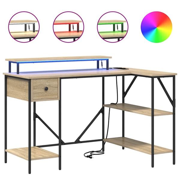 vidaXL Birou cu sertar Stejar Sonoma 120 x 79 x 86,5 cm Lemn compozit