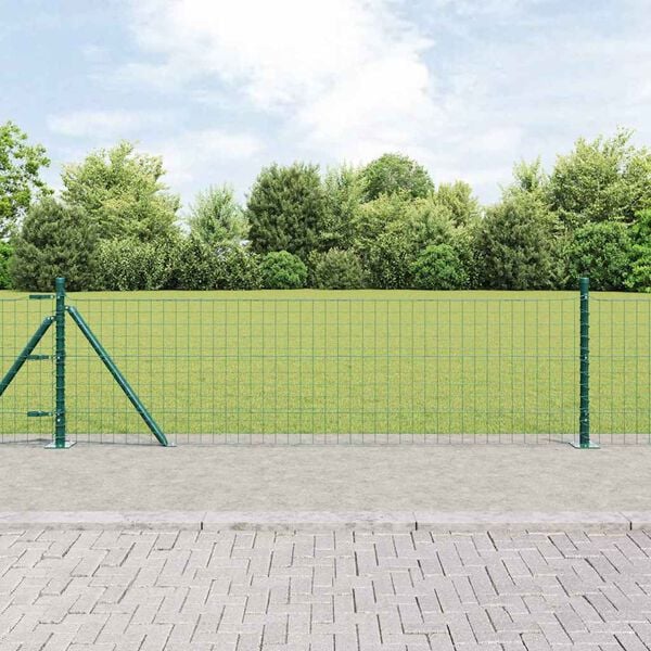 vidaXL Gard cu Stâlp Verde 0,6 x 50 m Oțel și PVC