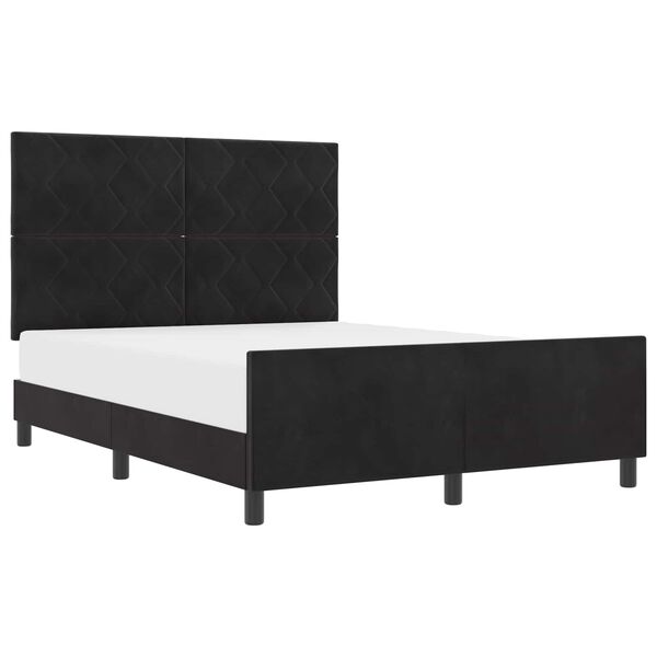 vidaXL Pat cu arcuri cu headboard Negru 140 x 200 cm Catifea