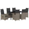 vidaXL Set de masă pentru grădină cu pernă 7 pcs Gri poliratan